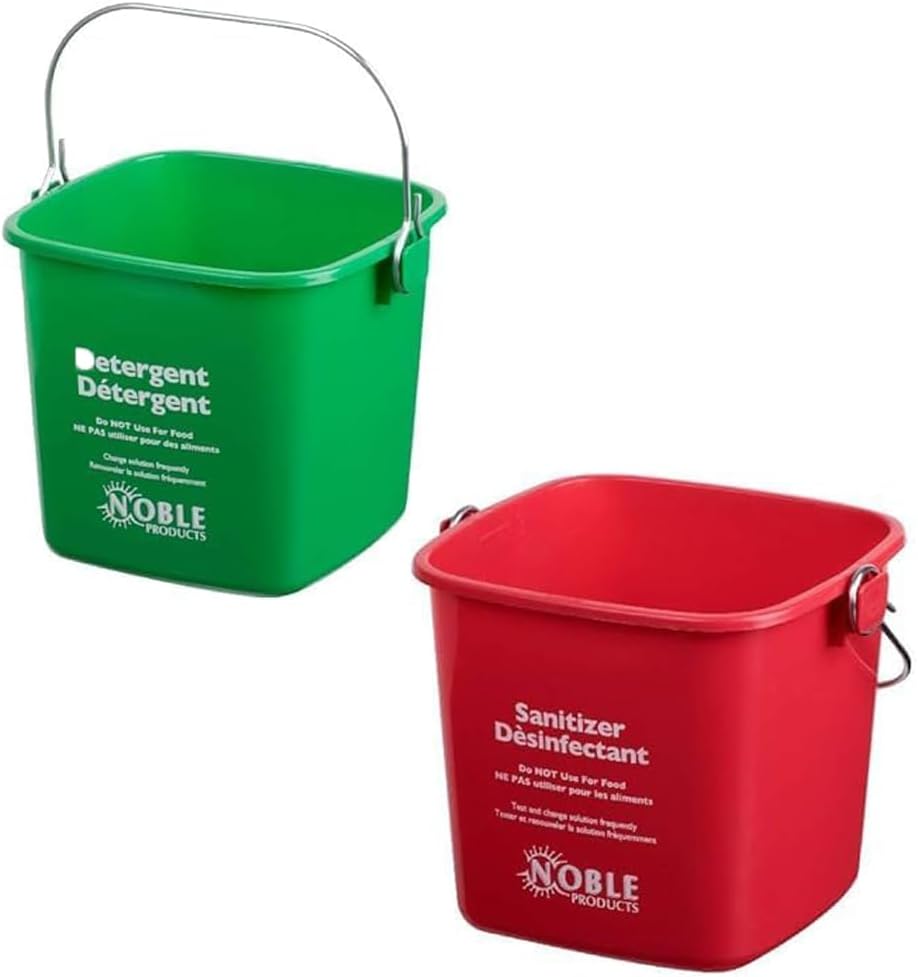 3-Quart Square Cleaning Pails – Red & Green (Set of 2)