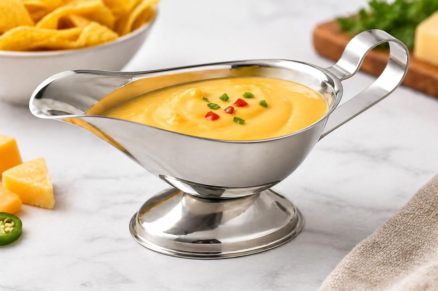 CASI HOME Stainless Steel Gravy Boat - 16 oz Large Capacity Sauce Server, Rust-Resistant Metal Pourer for Gravy, Sauces, Dressings & Syrups