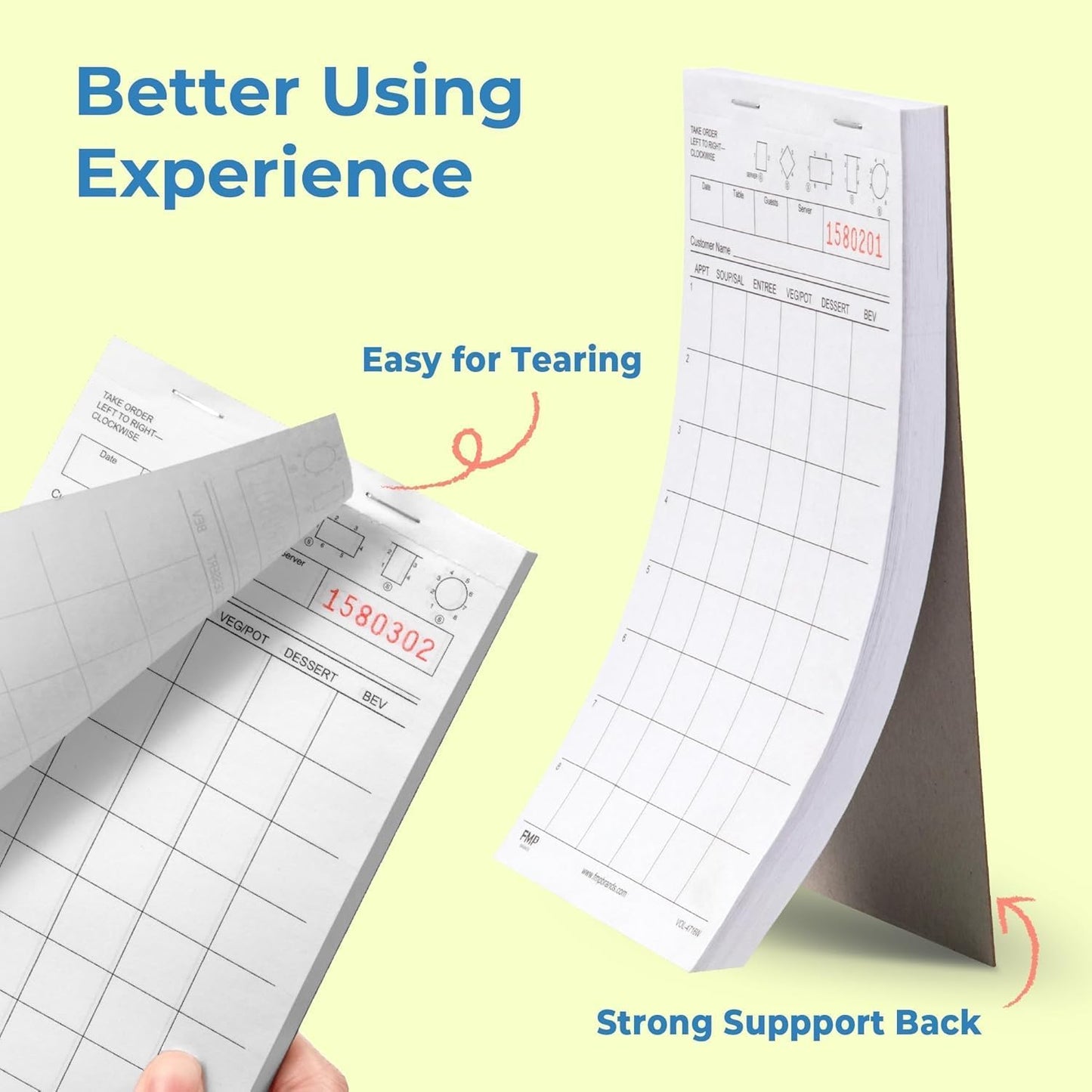 Waitress Notepads — 10 Pads, 100 Sheets Each