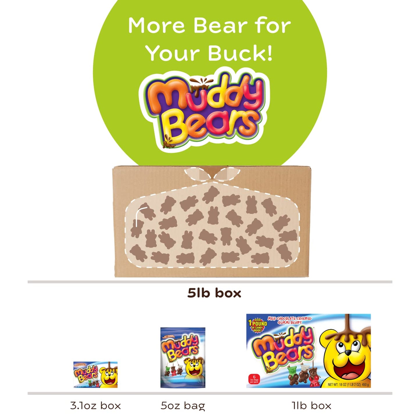 Muddy Bears Milk Chocolate Gummy Bears — Theatre Box 3 Pack