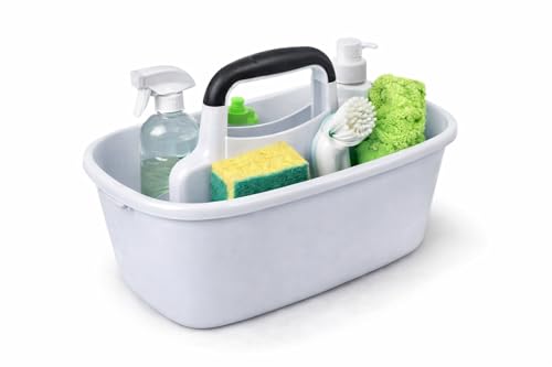 CASI HOME Cleaning Caddy Organizer with 6pc Scrubber Set - Under Sink Storage Tote
