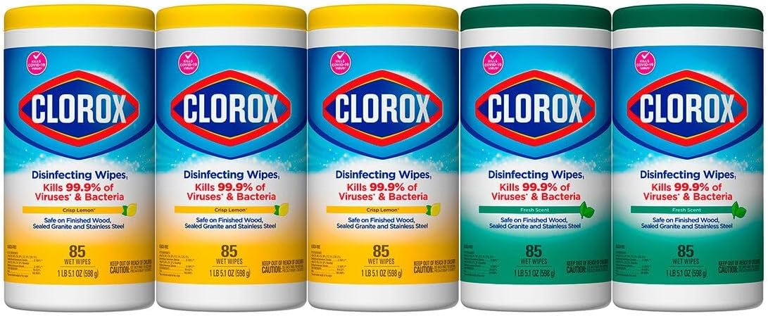 Clorox Disinfecting Wipes Variety Pack - 5X Cleaning Power, Kills 99.9% of Bacteria - 5 Pack, 425 Count Total