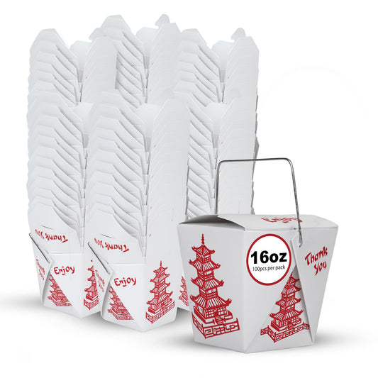 CASI HOME Chinese Take Out Boxes (15 Pack) - 16 Oz Quart Size Disposable Paper Takeout Boxes