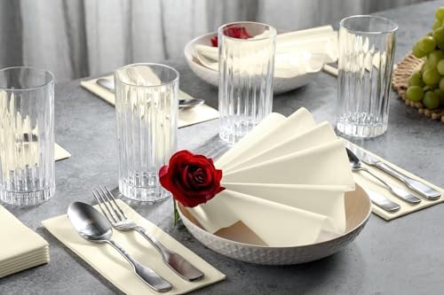 Elegant Linen-Feel Napkins, Cream 125-Pack™