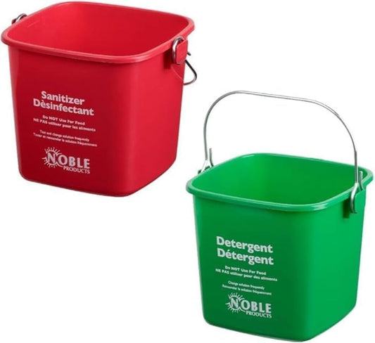 3-Quart Square Cleaning Pails – Red & Green (Set of 2)