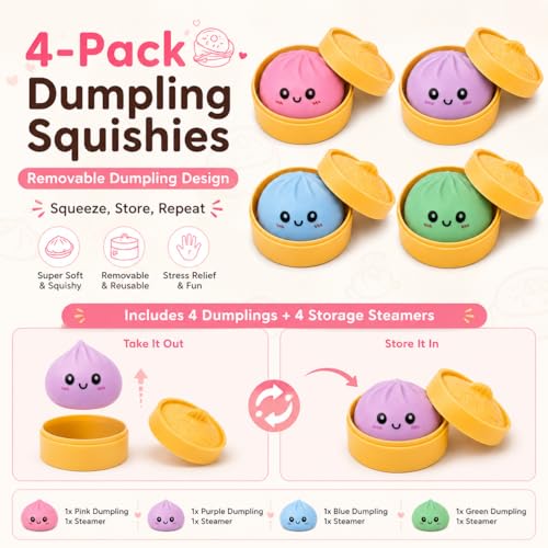 Dumpling squishies as party favors