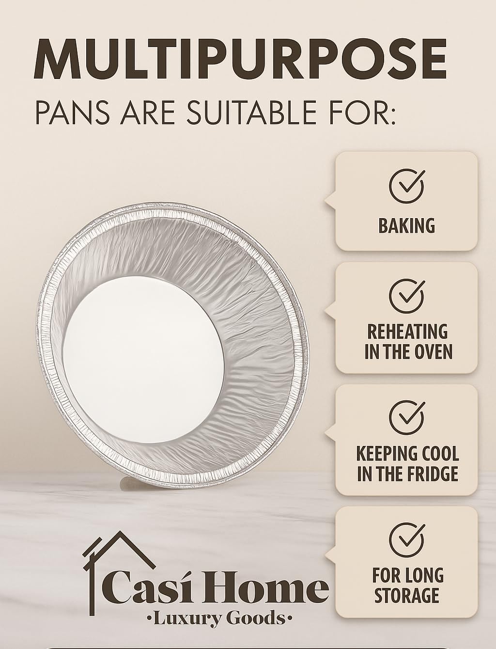 CasiHome Premium Heavy-Duty Disposable Mini Pie Tins - 5 3/4" Aluminum Pot Pie Baking Dishes - Extra Deep Round Foil Pans - Small Pie Tins for Baking, Cooking, Storage, Roasting, & Reheating