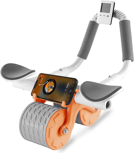 Core Sculpt Pro™Ab Roller with Knee Mat &Timer, Automatic Rebound Abdominal Wheel