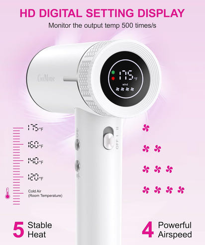 High-Speed Ionic Hair Dryer — 160,000 RPM with Diffuser & Brush