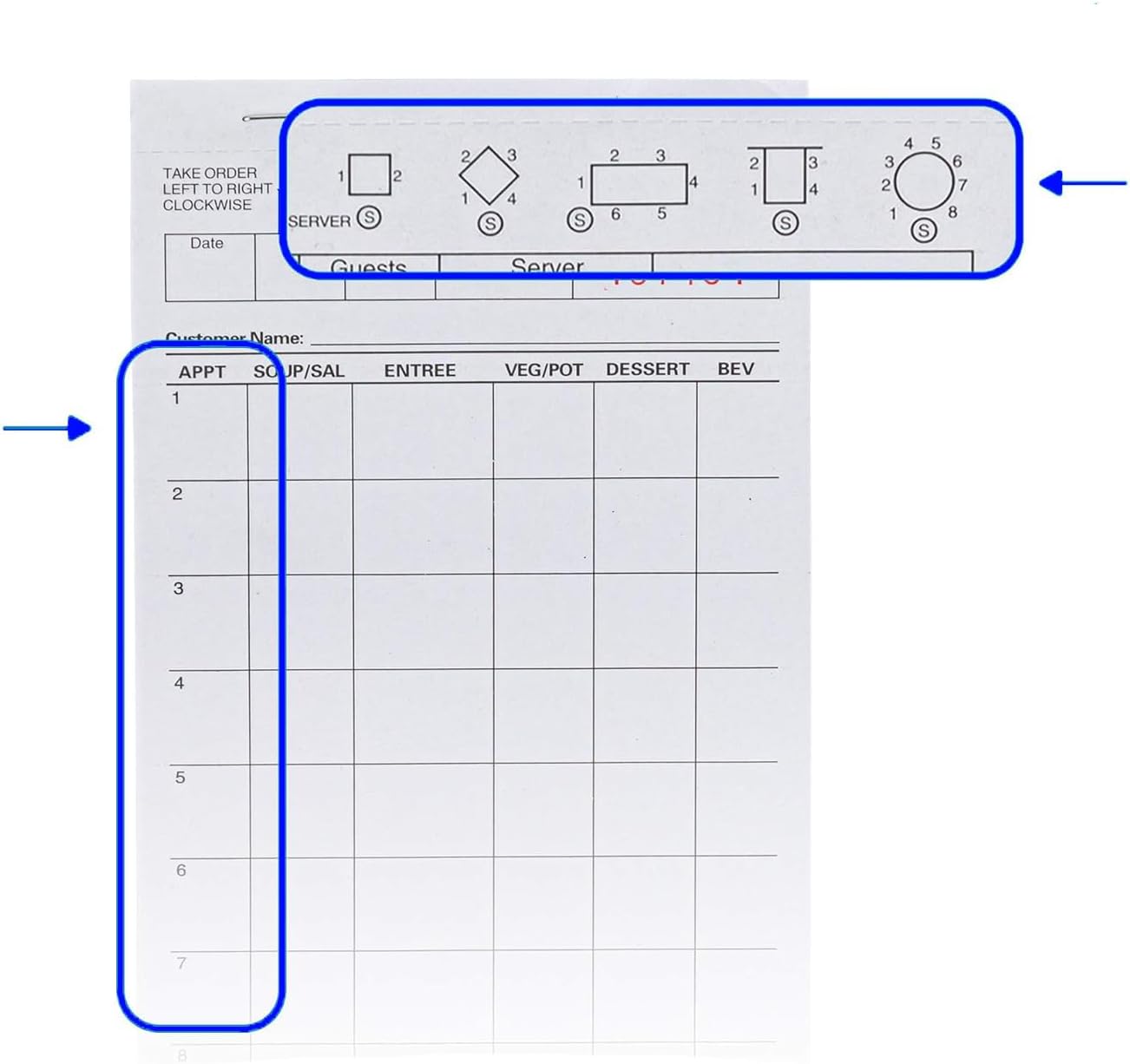 Waitress Notepads — 10 Pads, 100 Sheets Each
