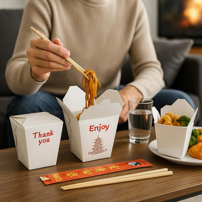 Elegant Takeout Food Container Set™ 25 Count Boxes & Chopsticks