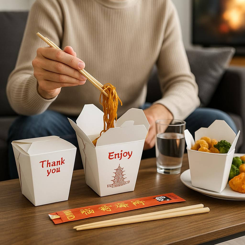 Elegant Takeout Food Container Set™ 25 Count Boxes & Chopsticks