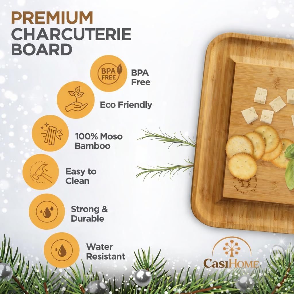 Elegant Bamboo Charcuterie Board & Knife Gift Set