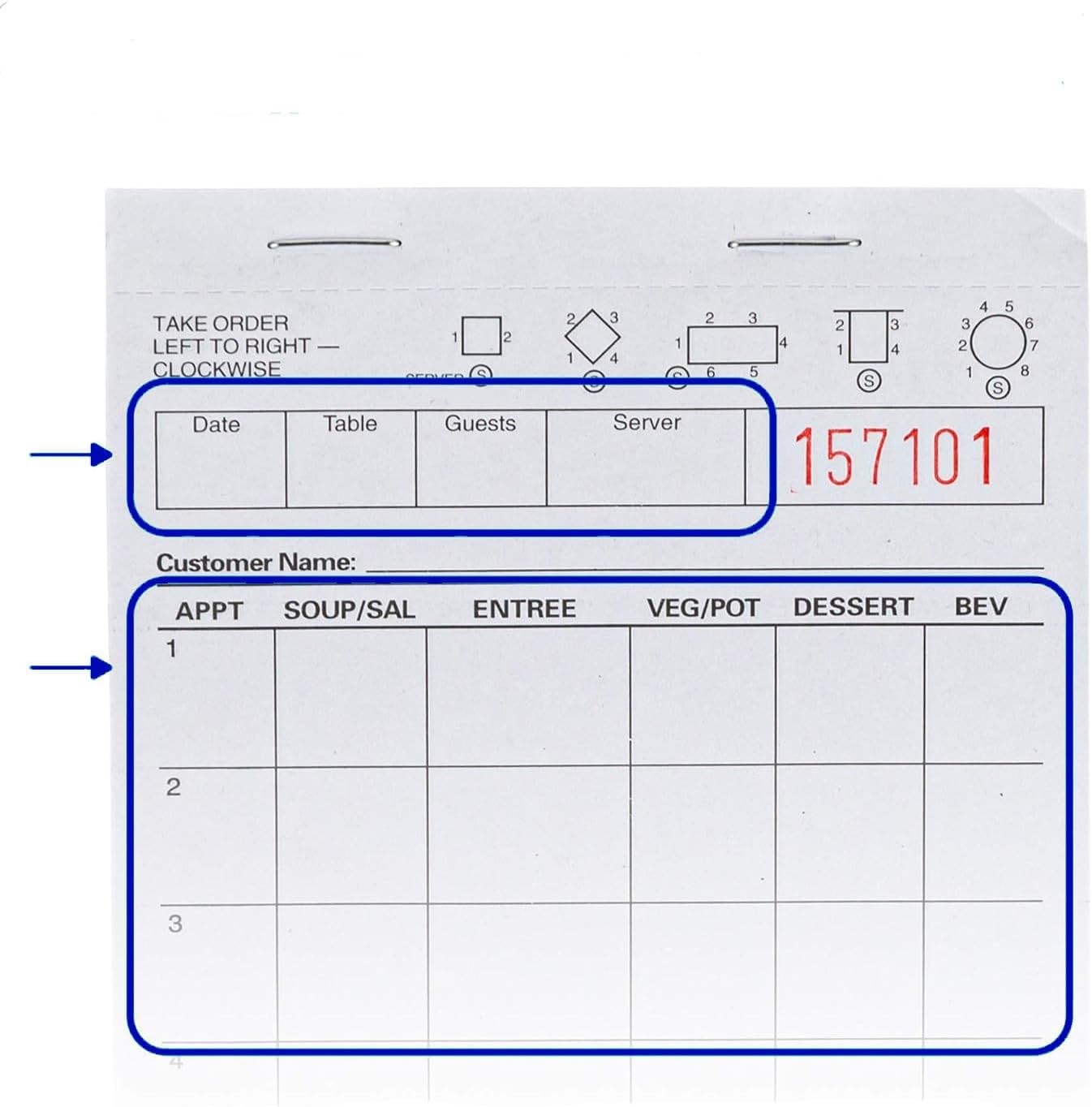 Waitress Notepads — 10 Pads, 100 Sheets Each