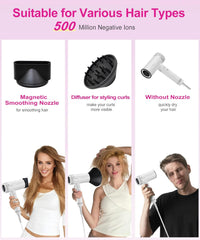 High-Speed Ionic Hair Dryer — 160,000 RPM with Diffuser & Brush