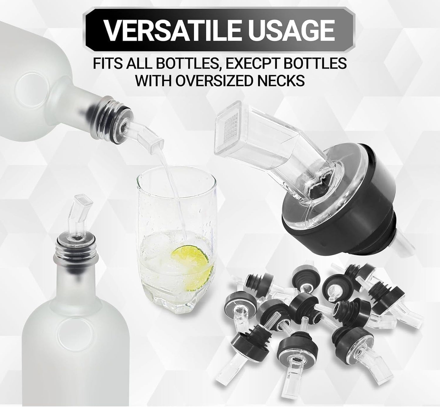 Precision Liquor Pour Spouts with Screen -24 Pack