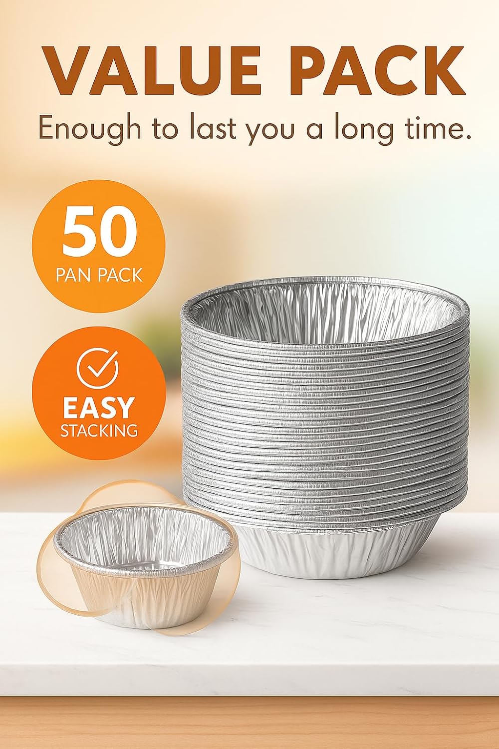 CasiHome Premium Heavy-Duty Disposable Mini Pie Tins - 5 3/4" Aluminum Pot Pie Baking Dishes - Extra Deep Round Foil Pans - Small Pie Tins for Baking, Cooking, Storage, Roasting, & Reheating