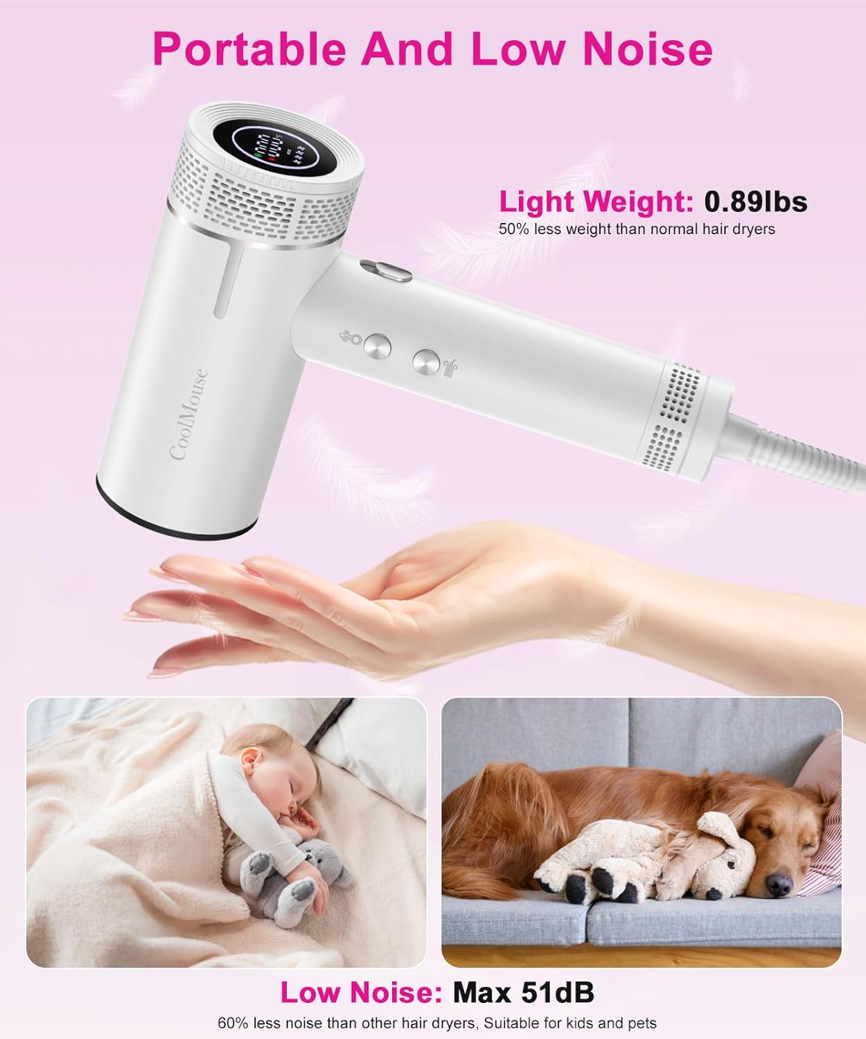 High-Speed Ionic Hair Dryer — 160,000 RPM with Diffuser & Brush