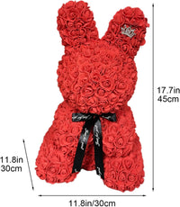 18" Handcrafted Rose Bunny Gift with Silver Crown
