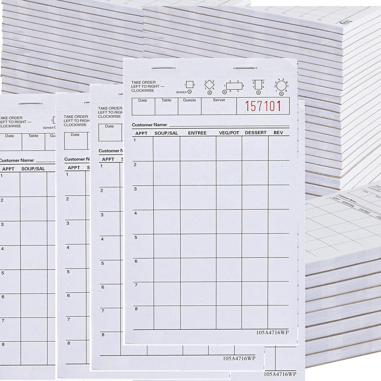 Waitress Notepads — 10 Pads, 100 Sheets Each