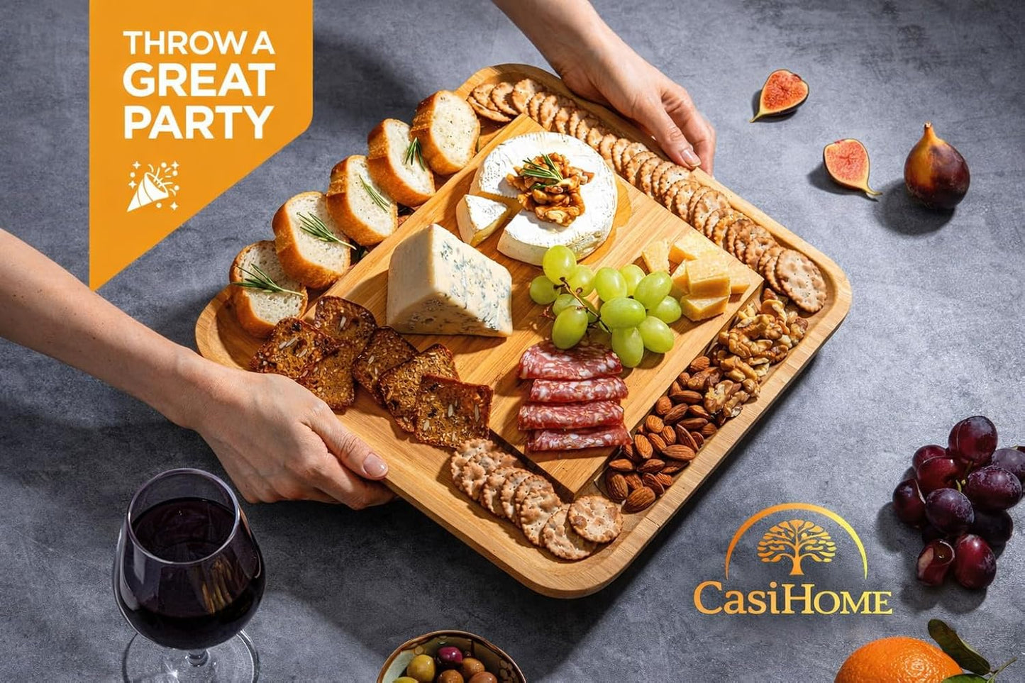 Elegant Bamboo Charcuterie Board & Knife Gift Set