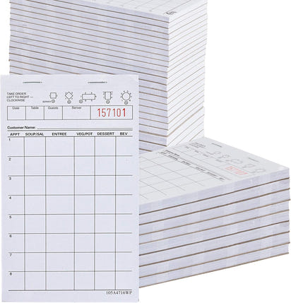 Waitress Notepads — 10 Pads, 100 Sheets Each