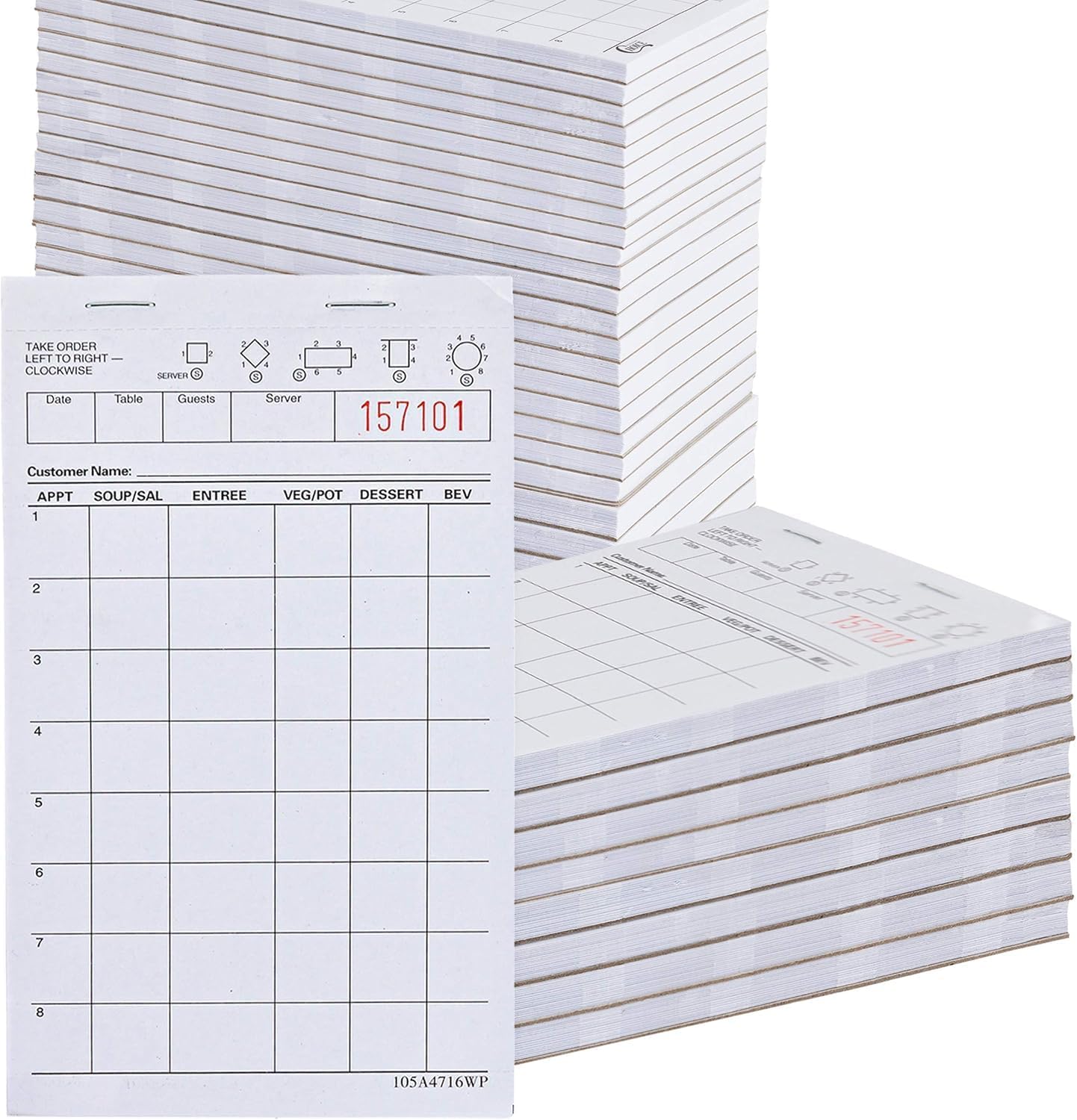 Waitress Notepads — 10 Pads, 100 Sheets Each