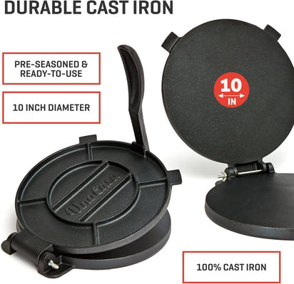 8-Inch Cast Iron Tortilla Press with 100 Parchment Papers
