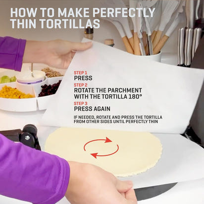 8-Inch Cast Iron Tortilla Press with 100 Parchment Papers