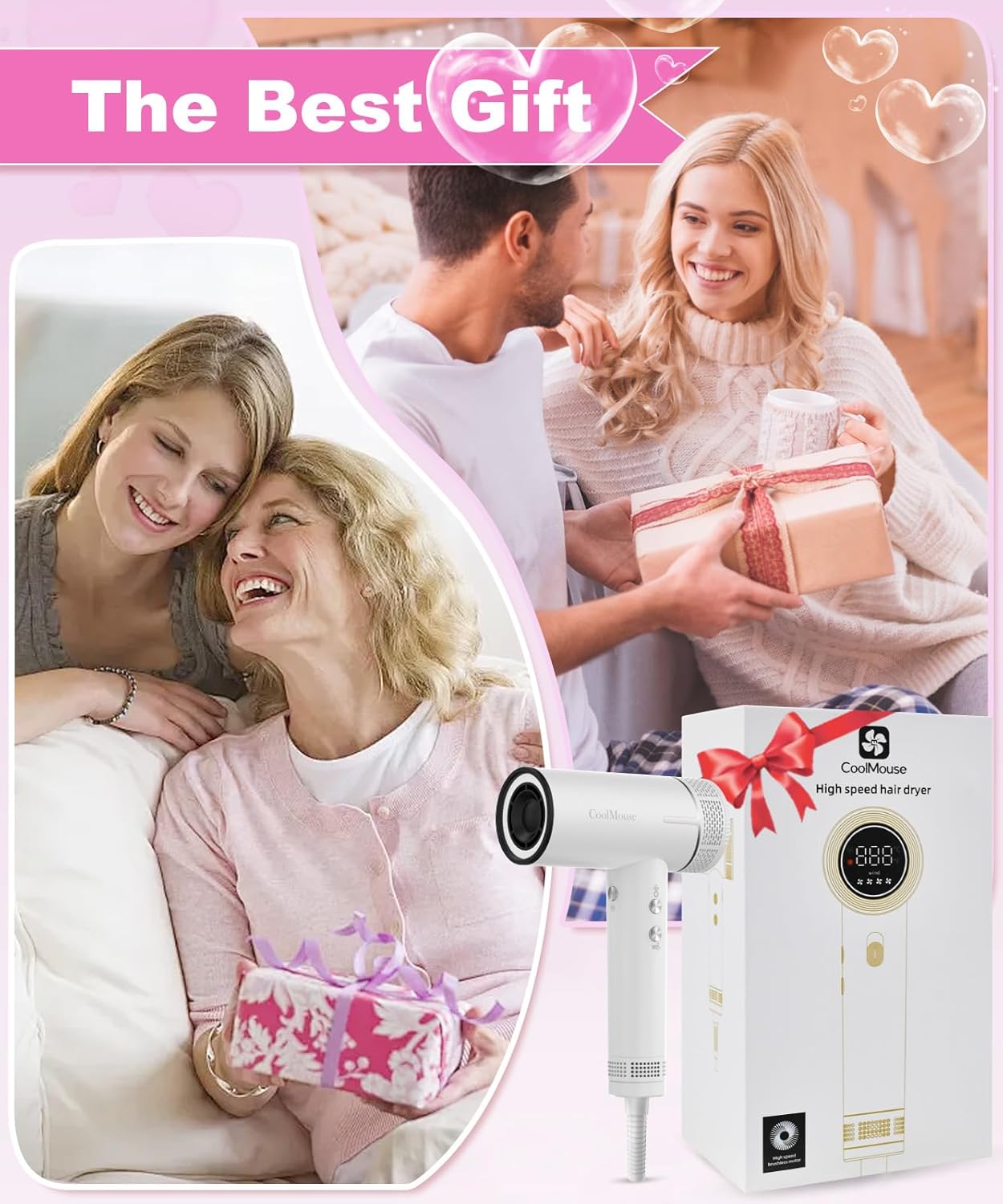 High-Speed Ionic Hair Dryer — 160,000 RPM with Diffuser & Brush