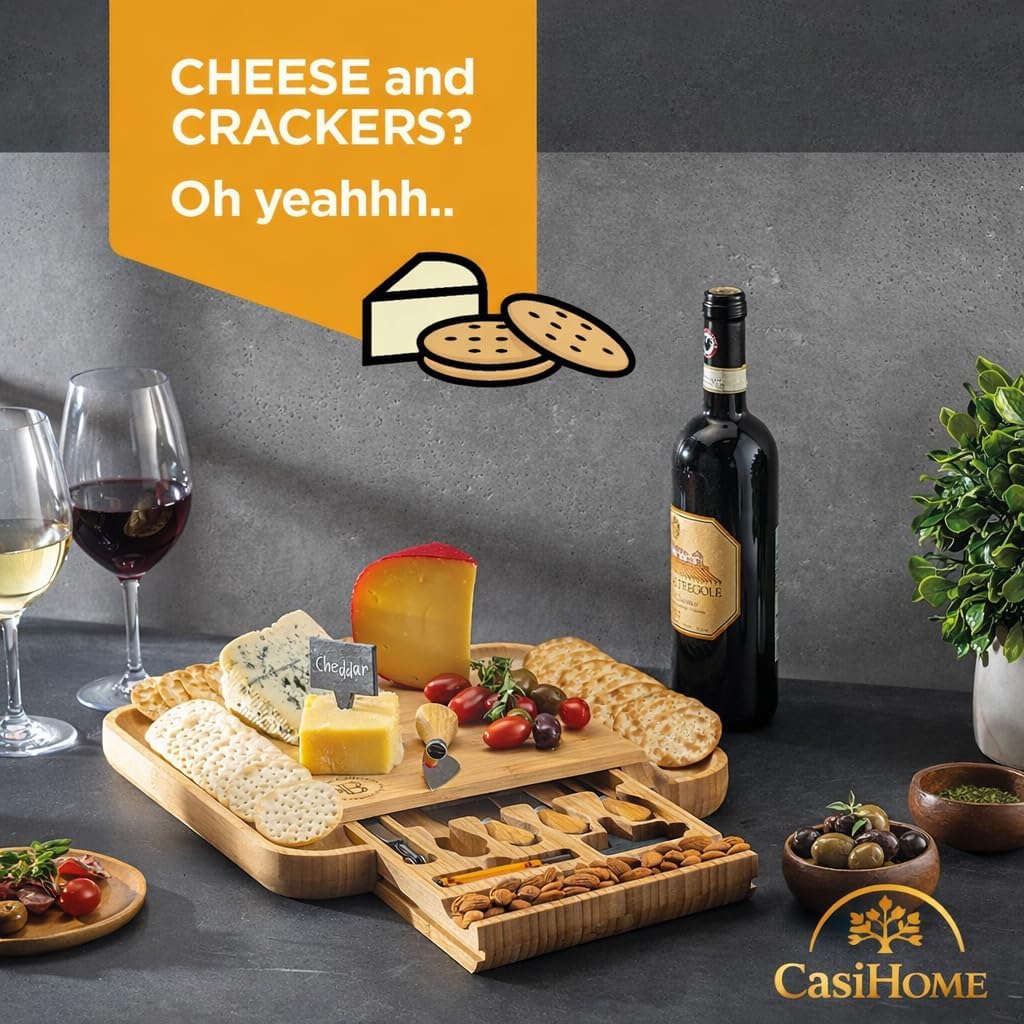 Elegant Bamboo Charcuterie Board & Knife Gift Set
