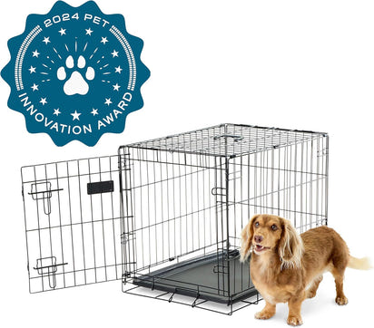 Safe Haven Foldable Single Door Metal Dog Crate, Small, 24.0