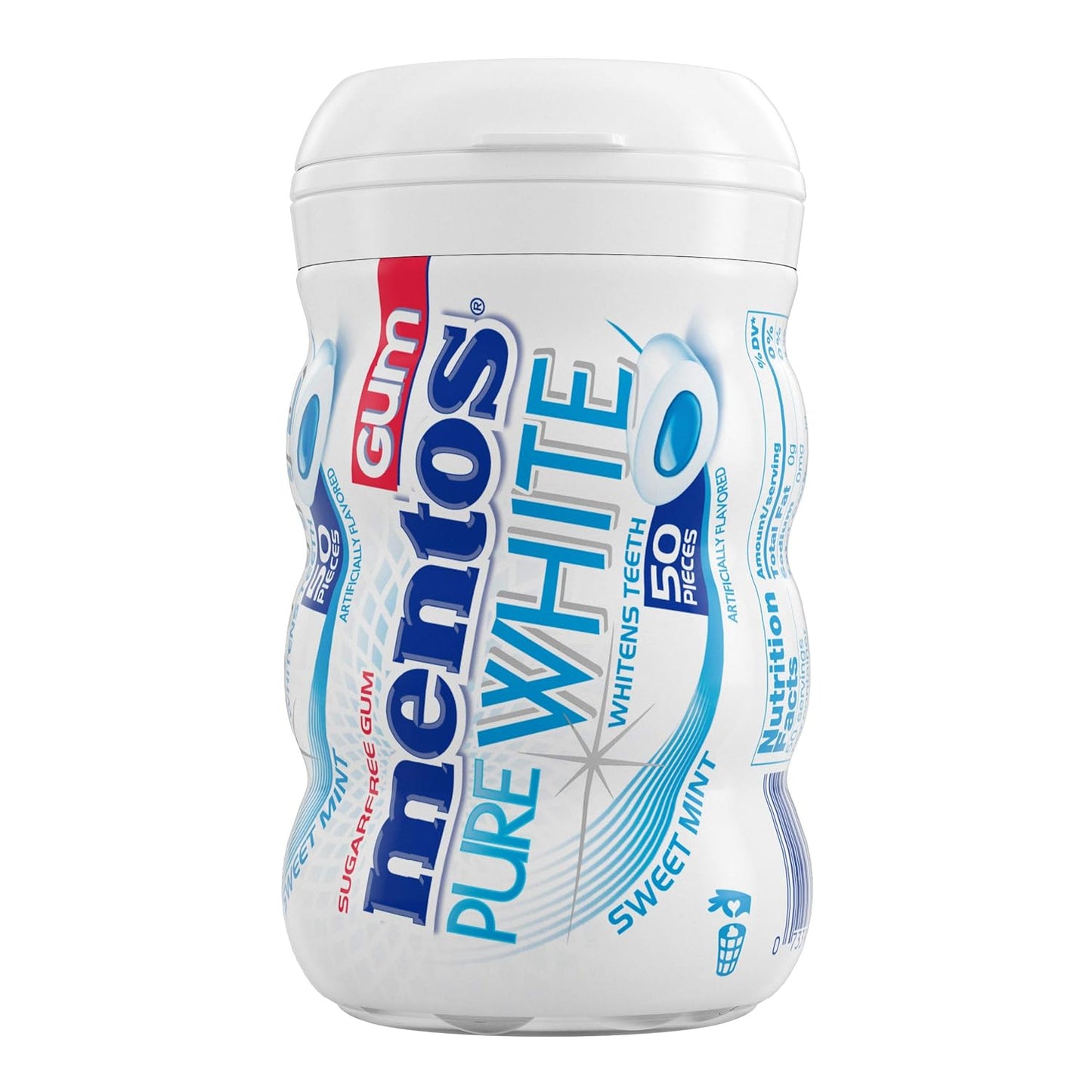 Mentos Pure White Sugar-Free Gum — Sweet Mint (50 Pieces)