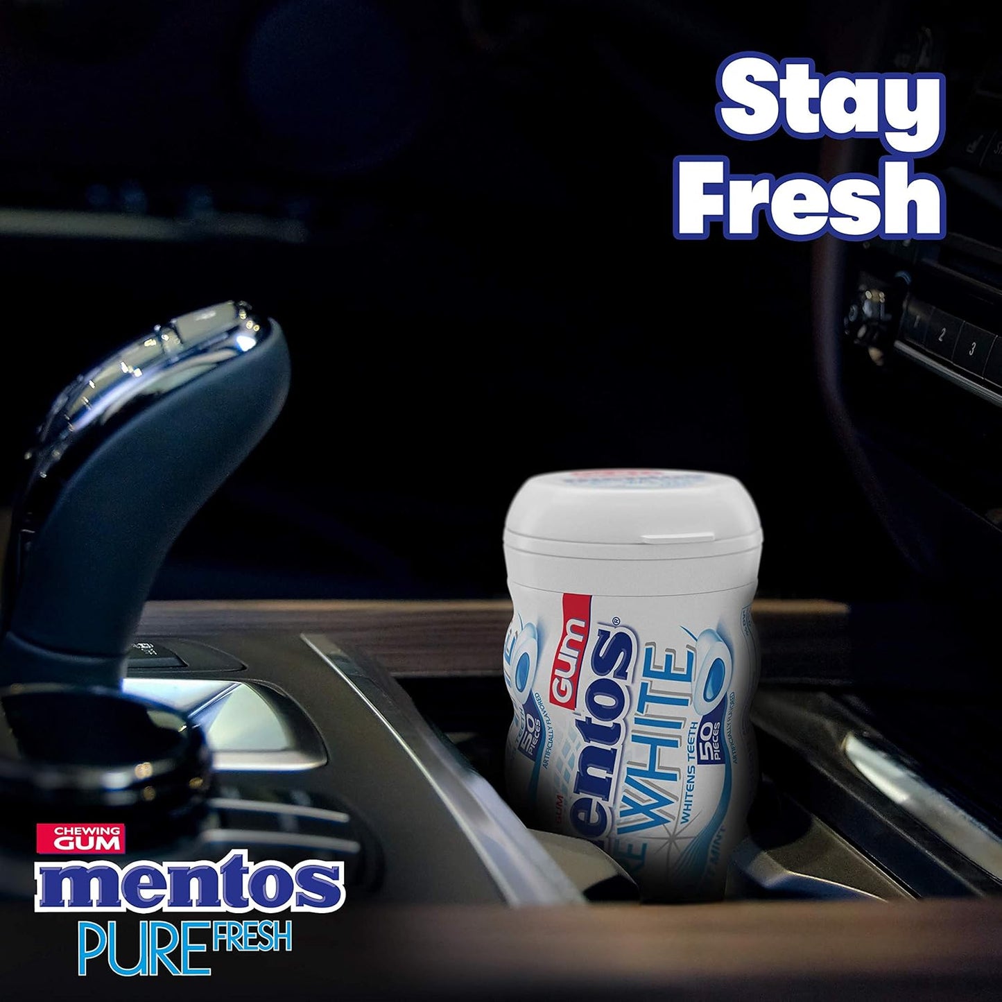 Mentos Pure White Sugar-Free Gum — Sweet Mint (50 Pieces)