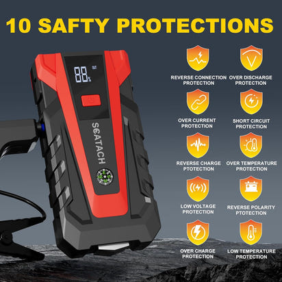 6000A Portable Car Battery Jump Starter — 12V with USB Power Bank