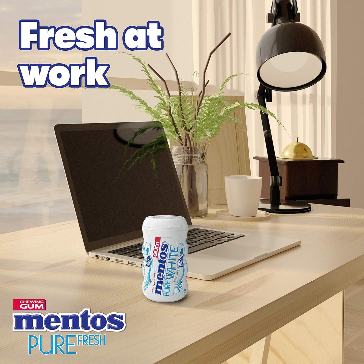 Mentos Pure White Sugar-Free Gum — Sweet Mint (50 Pieces)