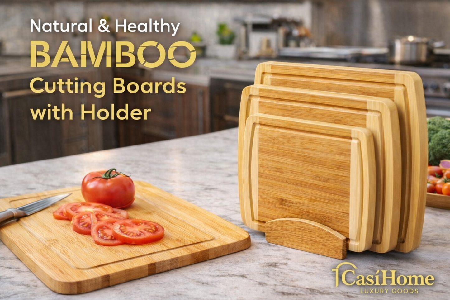 Organic Bamboo Charcuterie & Cutting Board Set of 3