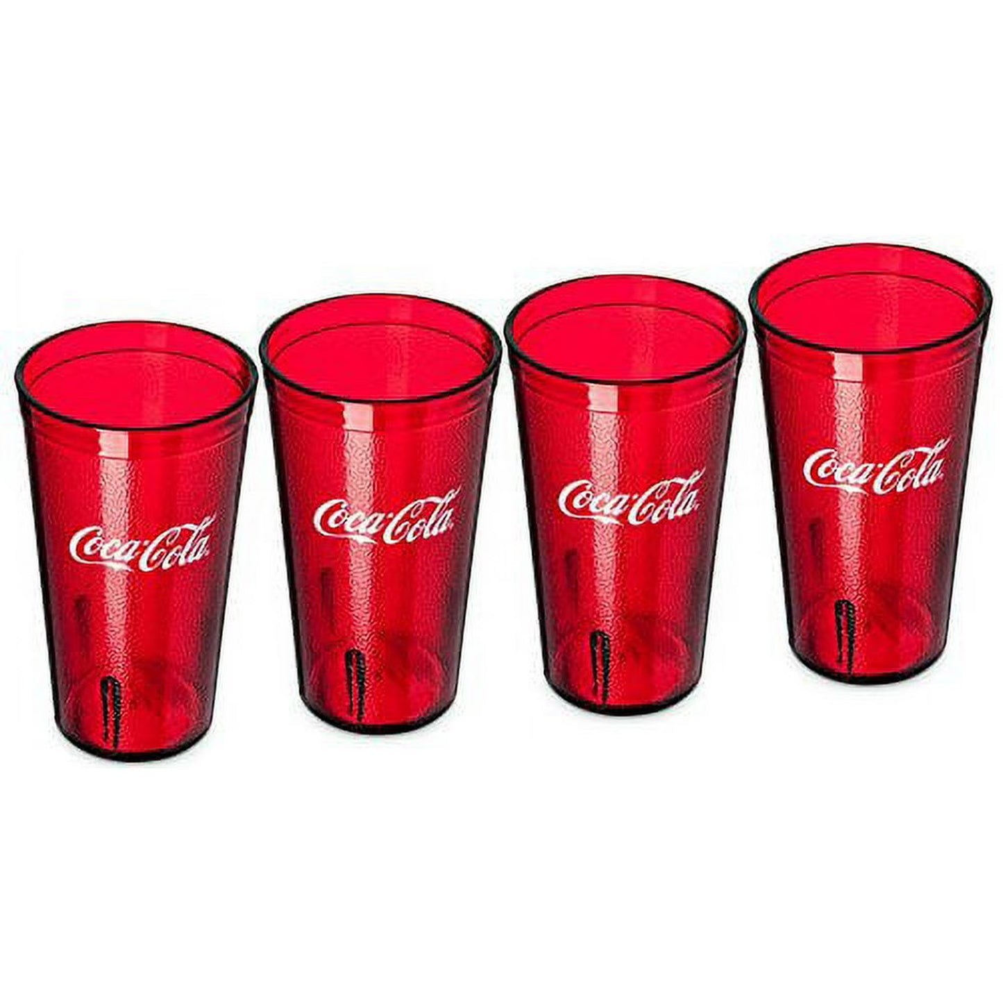Coca Cola Logo Ruby Red Plastic Tumblers Set of 4 - 16oz