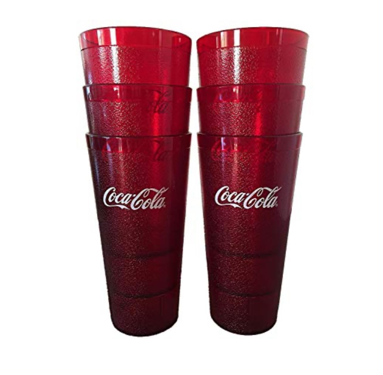 Coca Cola Logo Ruby Red Plastic Tumblers Set of 4 - 16oz
