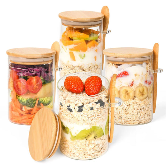 16oz Glass Meal Prep Jars with Lids — 4 Pack