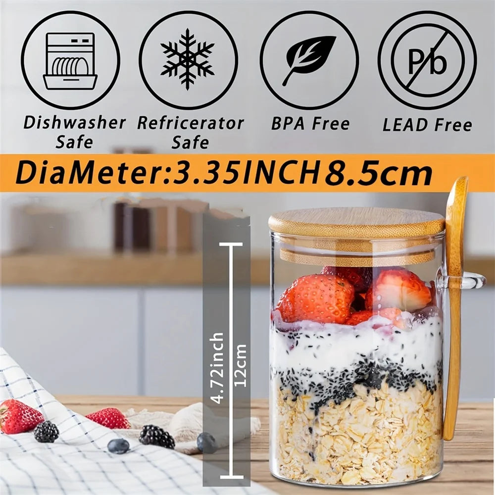 16oz Glass Meal Prep Jars with Lids — 4 Pack