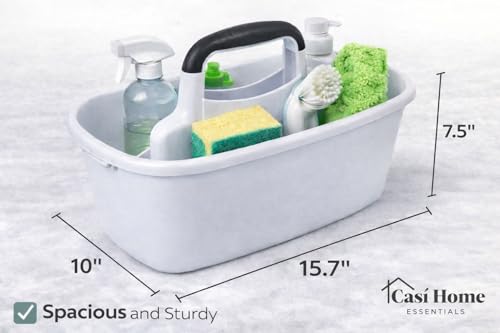 CASI HOME Cleaning Caddy Organizer with 6pc Scrubber Set - Under Sink Storage Tote