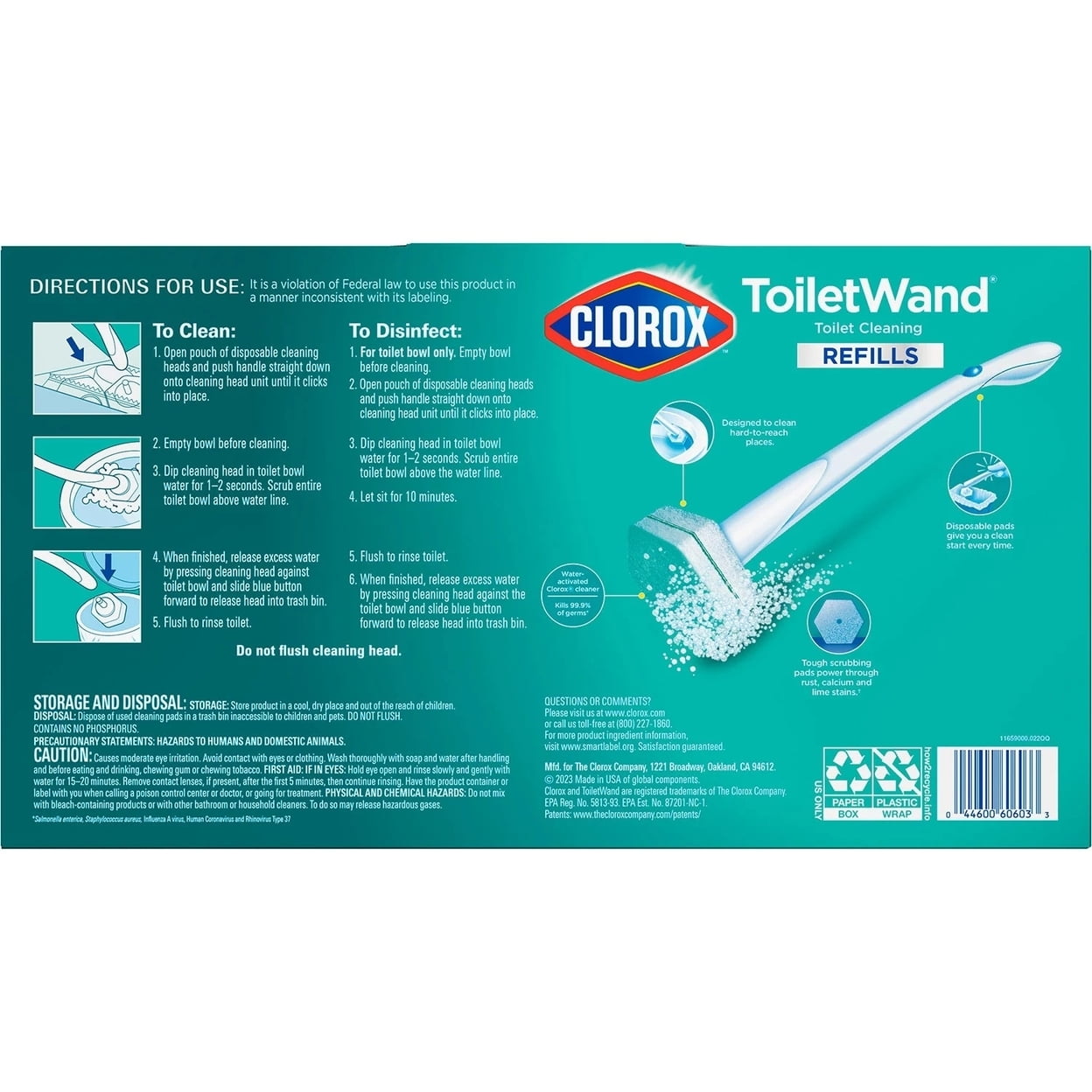 Clorox ToiletWand Disposable Cleaning System with Bonus Handle, Rainforest Rush, 36 Pad Refills