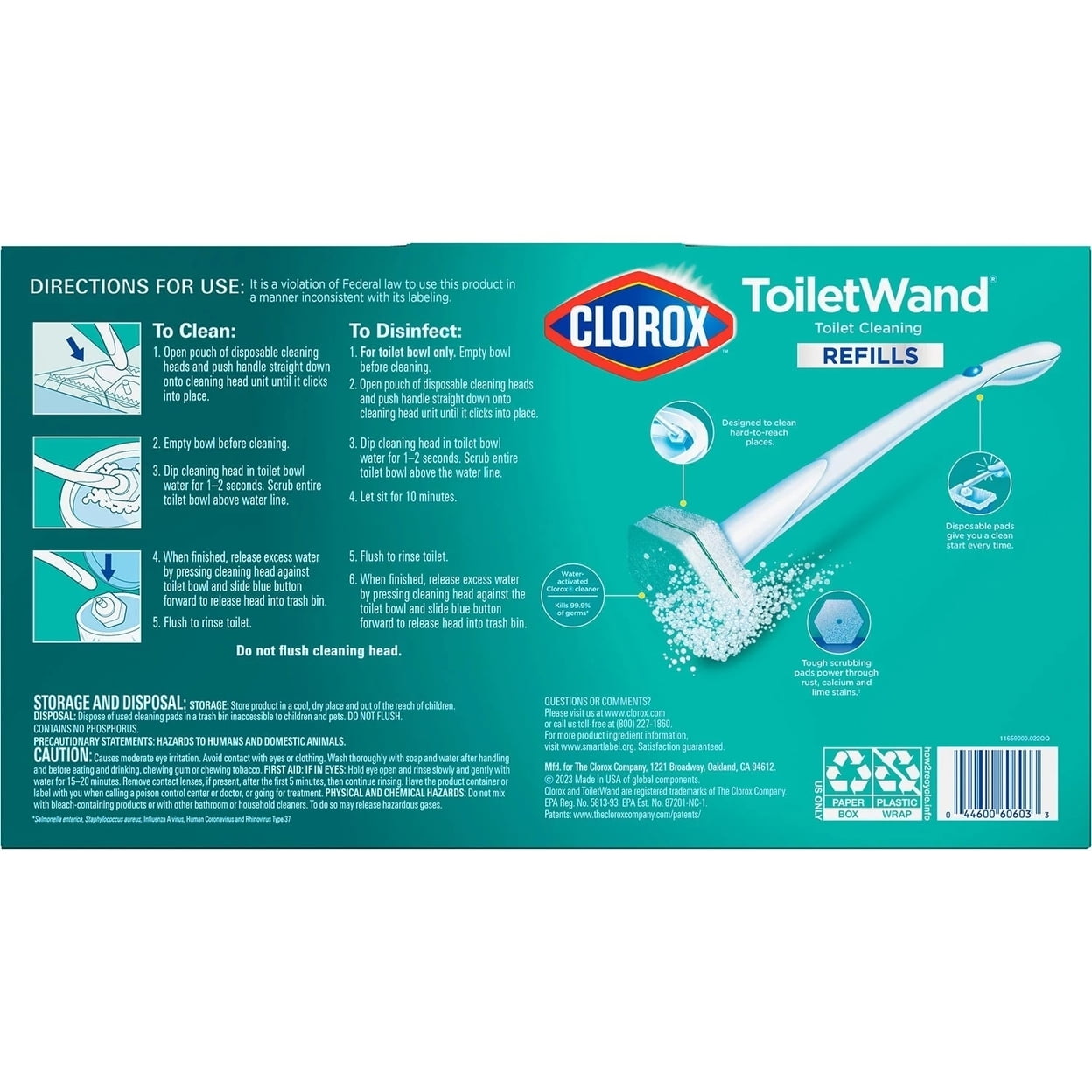 Clorox ToiletWand Disposable Cleaning System with Bonus Handle, Rainforest Rush, 36 Pad Refills
