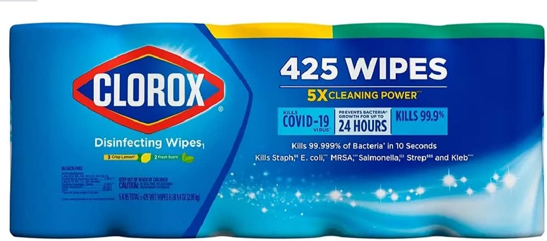 Clorox Disinfecting Wipes Variety Pack - 5X Cleaning Power, Kills 99.9% of Bacteria - 5 Pack, 425 Count Total