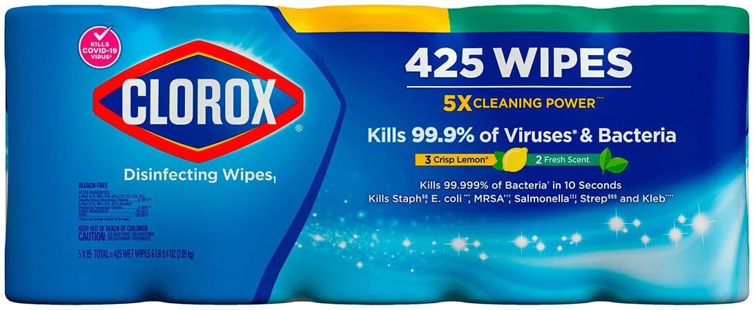 Clorox Disinfecting Wipes Variety Pack - 5X Cleaning Power, Kills 99.9% of Bacteria - 5 Pack, 425 Count Total
