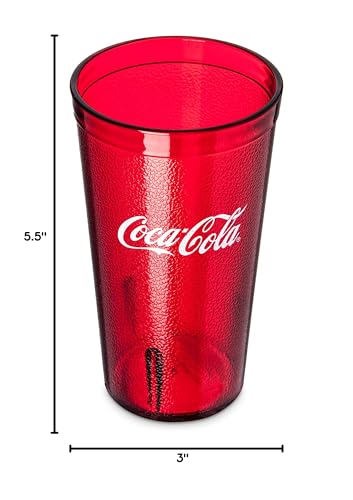 Coca Cola Logo Ruby Red Plastic Tumblers Set of 4 - 16oz