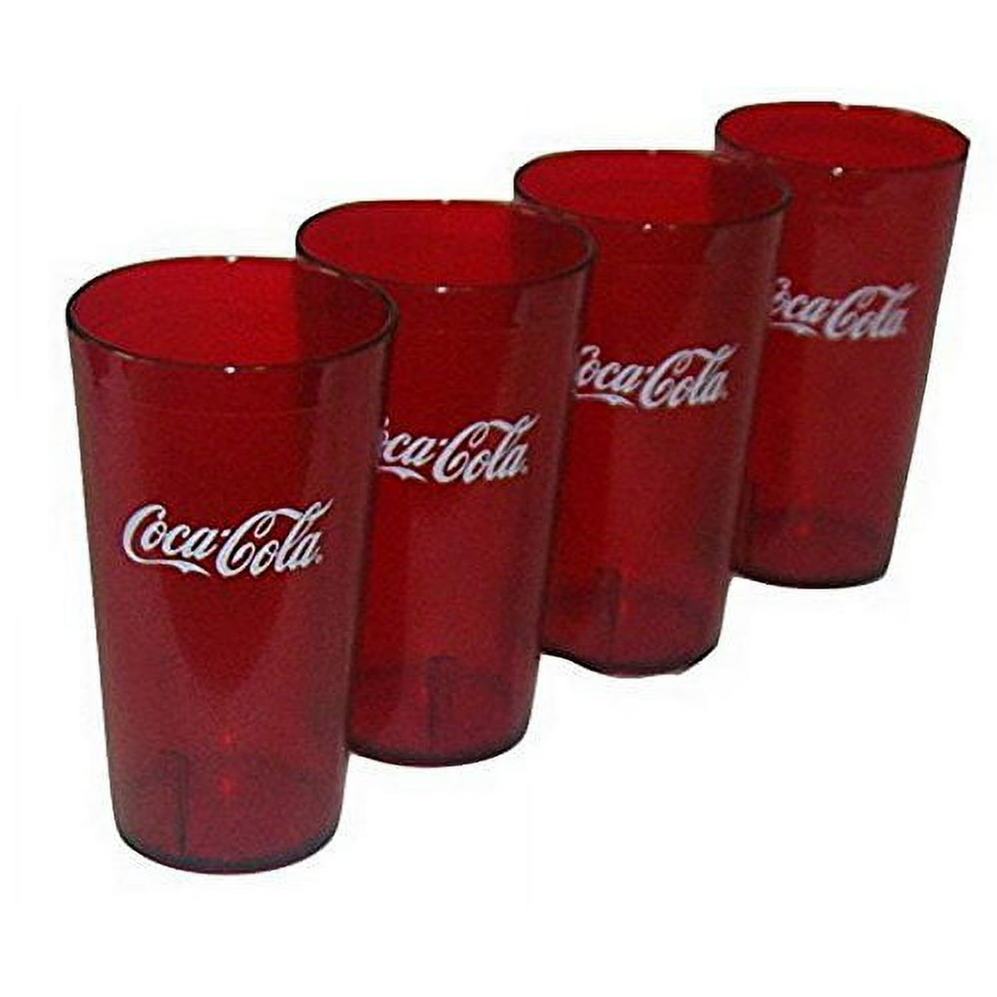 Coca Cola Logo Ruby Red Plastic Tumblers Set of 4 - 16oz