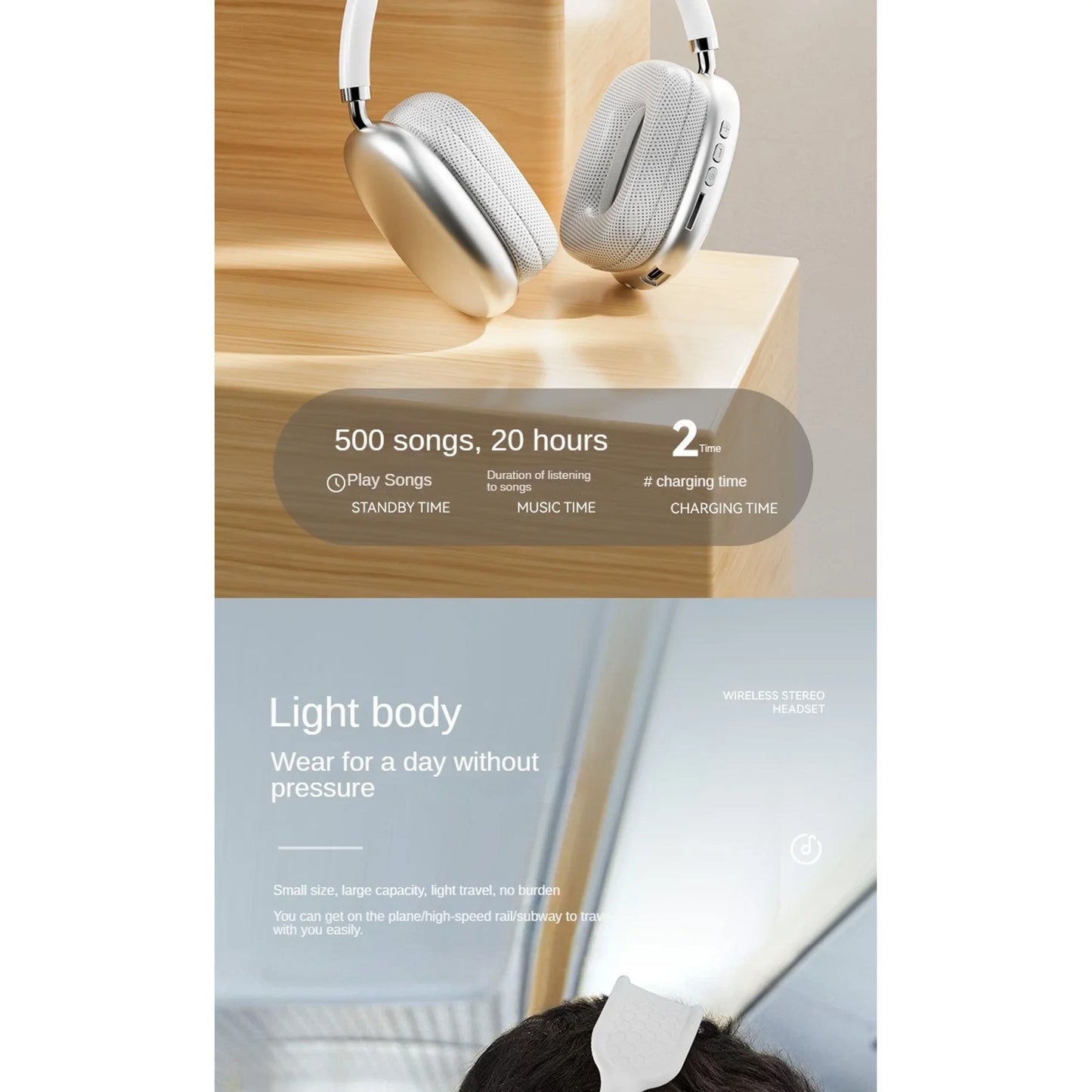P9 Pro Max Wireless Bluetooth Headphones with Active Noise Cancelling