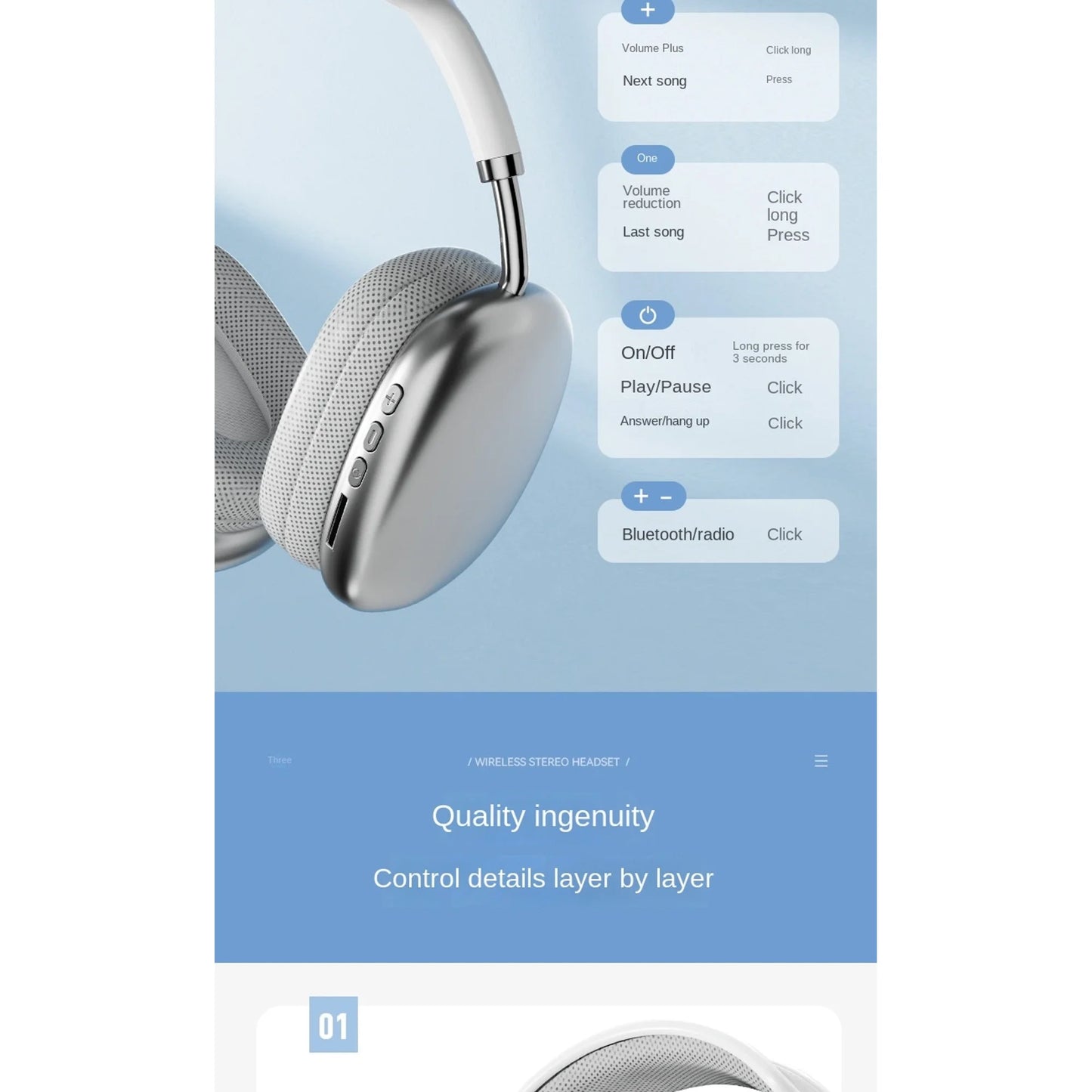 P9 Pro Max Wireless Bluetooth Headphones with Active Noise Cancelling